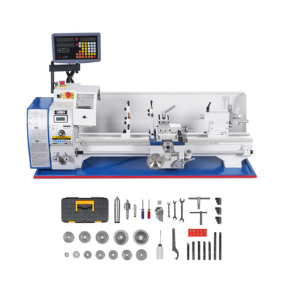 1.5‘’ Spindle Bore Metal Lathe Machine with DRO 10'' x 30'' High Precision Benchtop 0-2000 RPM Variable Speed Metal Working Machine 1.5HP Small Lathe without Stand 1030VD