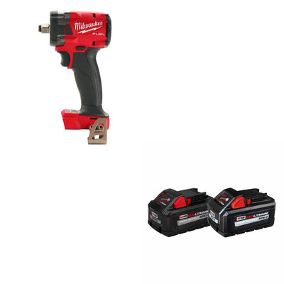 Milwaukee 2855-20 M18 FUEL Impact Wrench W/ 48-11-1868 M18 18V Battery, 2 Pack