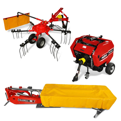 Hay Baler & Hay Rake Tedder & Disc Mower Bundle, HB3120, HT100, DM8