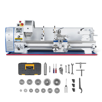 1.5‘’ Spindle Bore Metal Lathe Machine 10'' x 30'' High Precision Brushless Motor Benchtop 0-2000 RPM  Variable Speed Metal Working Machine