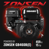 6 inch ZONSEN E-Start 420cc 15hp Gas Powered 4 - Wheel Drum Wood Chipper with Taillight ,  B150 thumbnail 3