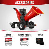 6 inch KOHLER E-Start 429cc 14HP Gas Powered 4 - Wheel Drum Wood Chipper with Taillight ,  B150 thumbnail 11
