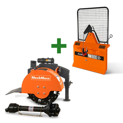 3-Point PTO Stump Grinder & Forestry Log Skidding Winch Bundle, SG24 & FW8800