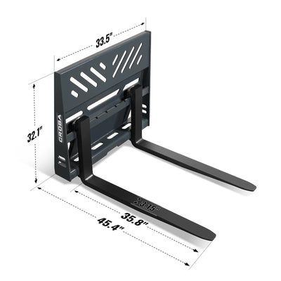 36'' Mini Skid Steer Pallet Fork Frame Attachment,  2204 lb Weight Capacity