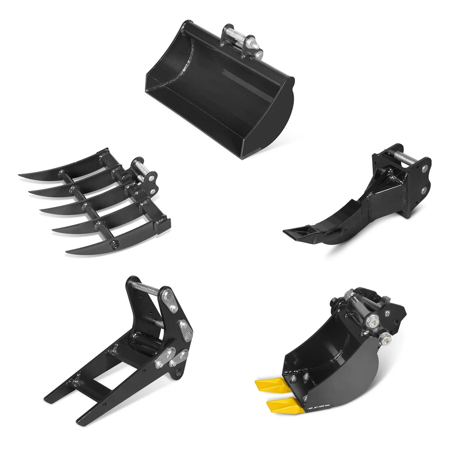5-Piece Mini Excavator Attachment Set for Mini Compact Excavator (SKU: 150536)