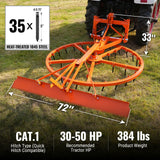 72" Arena Spin Harrow Groomer with 35 Tines and Rake Cat.1 3 Point Hitch Grooming Attachment,  AHG72R thumbnail 2