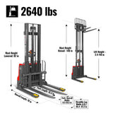 2640lbs Electric Straddle Stacker,  118" Lift,  Adjustable Legs & Forks,  F26-118SLA thumbnail 5