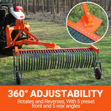 72" Landscape Rake with Bolt-On Wheels & 36 Tines 3 Point Hitch Tractor Attachment, LR72W thumbnail 3