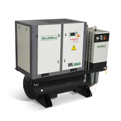 15HP Combined Rotary Screw Air Compressor with Dryer & 105-Gal ASME Tank | 45 CFM,  116 PSI,  230V 3-Phase - Industrial Grade