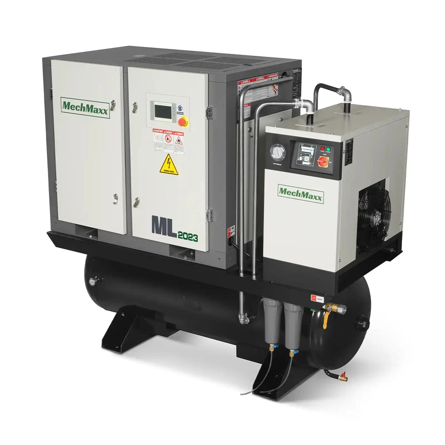 20HP Combined Rotary Screw Air Compressor with Dryer & 105-Gal ASME Tank | 78 CFM,  116 PSI,  230V 3-Phase - Industrial Grade