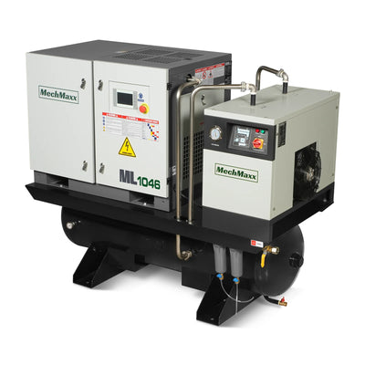 10HP Combined Rotary Screw Air Compressor with Dryer & 66-Gal ASME Tank | 32 CFM,  116 PSI,  460V 3-Phase - Industrial Grade