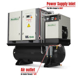 15HP Combined Rotary Screw Air Compressor with Dryer & 105-Gal ASME Tank | 45 CFM,  116 PSI,  460V 3-Phase - Industrial Grade thumbnail 2