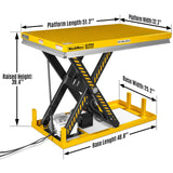 2200lb Capacity Stationary Electric Hydraulic Lift Table ,  51.2" x 32.3" Platform,  39.4" Lift Height , UL Certified Motor,  ELT22 thumbnail 2