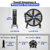59" Portable Industrial Fan with Variable High-Efficiency PMSM Motor,Mobile High Volume Floor Fan for Warehouse,Workshop & Gym thumbnail 2