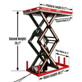 2200 lbs Capacity Stationary Electric Hydraulic Double Scissor Lift Table - 51.2" x 32.3" Platform,  70.1" Lift Height,  UL Certified Motor,  ELTD22 thumbnail 2