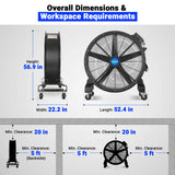 47" Portable Industrial Fan with Variable High-Efficiency PMSM Motor,Mobile High Volume Floor Fan for Warehouse,Workshop & Gym thumbnail 2