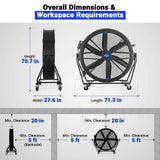 59" Portable Industrial Fan with Variable High-Efficiency PMSM Motor,Tiltable Mobile High Volume Floor Fan for Warehouse,Workshop & Gym thumbnail 3