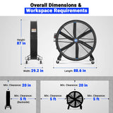 79" Portable Industrial Fan with Variable High-Efficiency PMSM Motor,Mobile High Volume Floor Fan for Warehouse,Workshop & Gym thumbnail 2