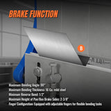 30-inch 3-in-1 Pan and Box Brake – Slip Roll, Shear, Bending Machine for Sheet Metal, 20 Gauge Mild Steel, Adjustable Fingers, Heavy Duty, Metalworking, Fabrication, Rolling, Bending MMCB3016 thumbnail 5
