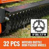72" Cultipacker with 32 Ductile Iron Wheels,  Scraper Bar Included,  Category 1 and 2,  3 Point Hitch Tractor Attachment,  TCP1072 thumbnail 4