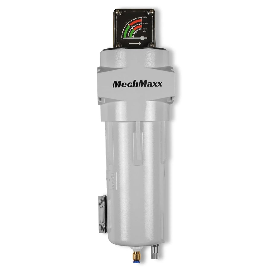 99 CFM Compressed Air Oil-Water Separator Precision Filter,1μm,Oil Content 1ppm, With Auto Drain, Pressure Gauge