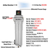 254 CFM Compressed Air Oil-Water Separator Precision Filter,0.01μm,Oil Content 0.01ppm, With Auto Drain, Pressure Gauge thumbnail 2