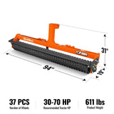 84" Cultipacker with 37 Ductile Iron Wheels,  Scraper Bar Included,  Category 1 and 2,  3 Point Hitch Tractor Attachment,  TCP1084 thumbnail 2