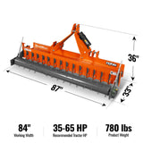 84" Heavy Duty Soil Pulverizer,  Single Spiked Roller,  29 Shanks,  Category 1 and 2,  3 Point Hitch Tractor Attachment,  TSP84 thumbnail 2