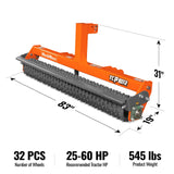 72" Cultipacker with 32 Ductile Iron Wheels,  Scraper Bar Included,  Category 1 and 2,  3 Point Hitch Tractor Attachment,  TCP1072 thumbnail 2