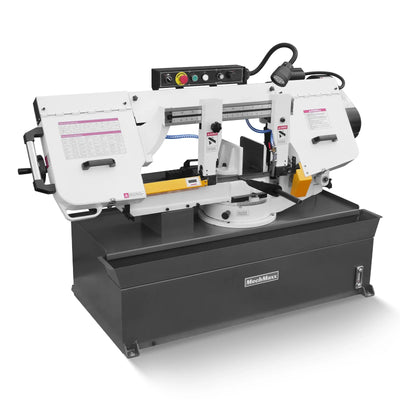 MechMaxx Metal Cutting Band Saw 10 Inch Horizontal Bandsaw 2HP 220V 60Hz 1PH 0‑45° Mitering Hydraulic Down Feed Built‑in Coolant System for Steel Aluminum Alloy Metal Fabrication BS-1018R