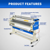 65" Wide Format Full-Auto Cold & Heat Assisted Pneumatic Laminator Machine with 4 Trimmers, Max Speed 40ft/min, 63" Max Width, 1.1" Max Thickness, Infrared Heating, Digital Control Pneumatic Roller Lifting (Requires Air Compressor, Not Included) 1700-B2 thumbnail 3