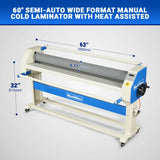 63" Wide Format Pneumatic Laminator Manual Cold Laminating Machine 60" Max Laminating Width,Pneumatic Roller Lift Portable Stand Included, 0.78" Max Thickness (Requires Air Compressor, Not Included) 1600-C2 thumbnail 2