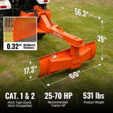 60" Heavy Duty 6-Way Rear Blade 3 Point Hitch Tractor Attachment,  RB60SE thumbnail 2