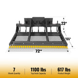 72" Skid Steer Land Plane with 7 Adjustable Scarifier Shanks, Removable Sift Screen and Bolt-On Cutting Blades, SSLP72 thumbnail 2