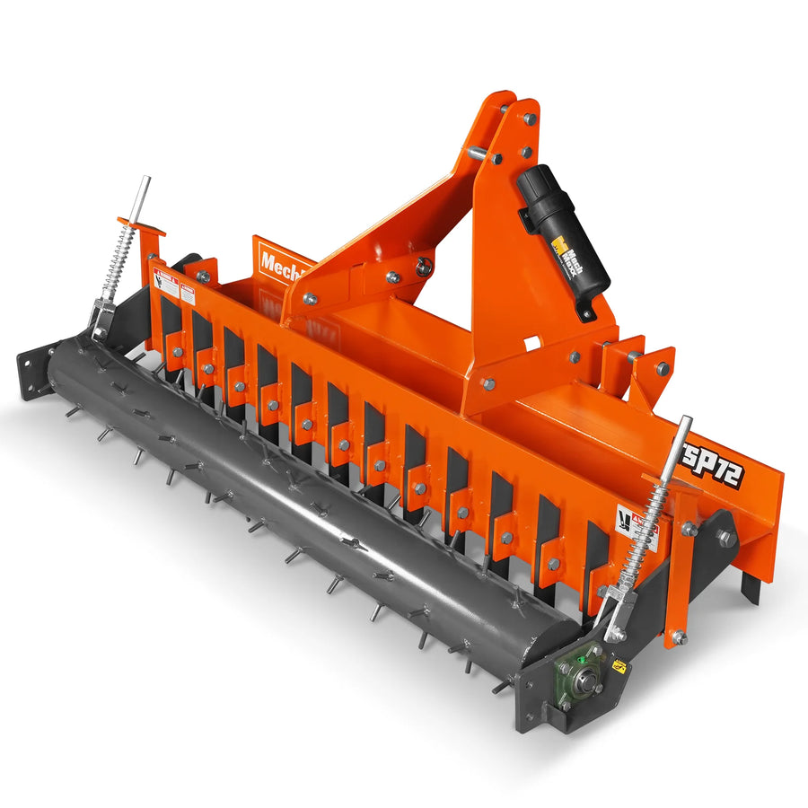 72" Heavy Duty Soil Pulverizer,  Single Spiked Roller,  25 Shanks,  Category 1 and 2,  3 Point Hitch Tractor Attachment,  TSP72