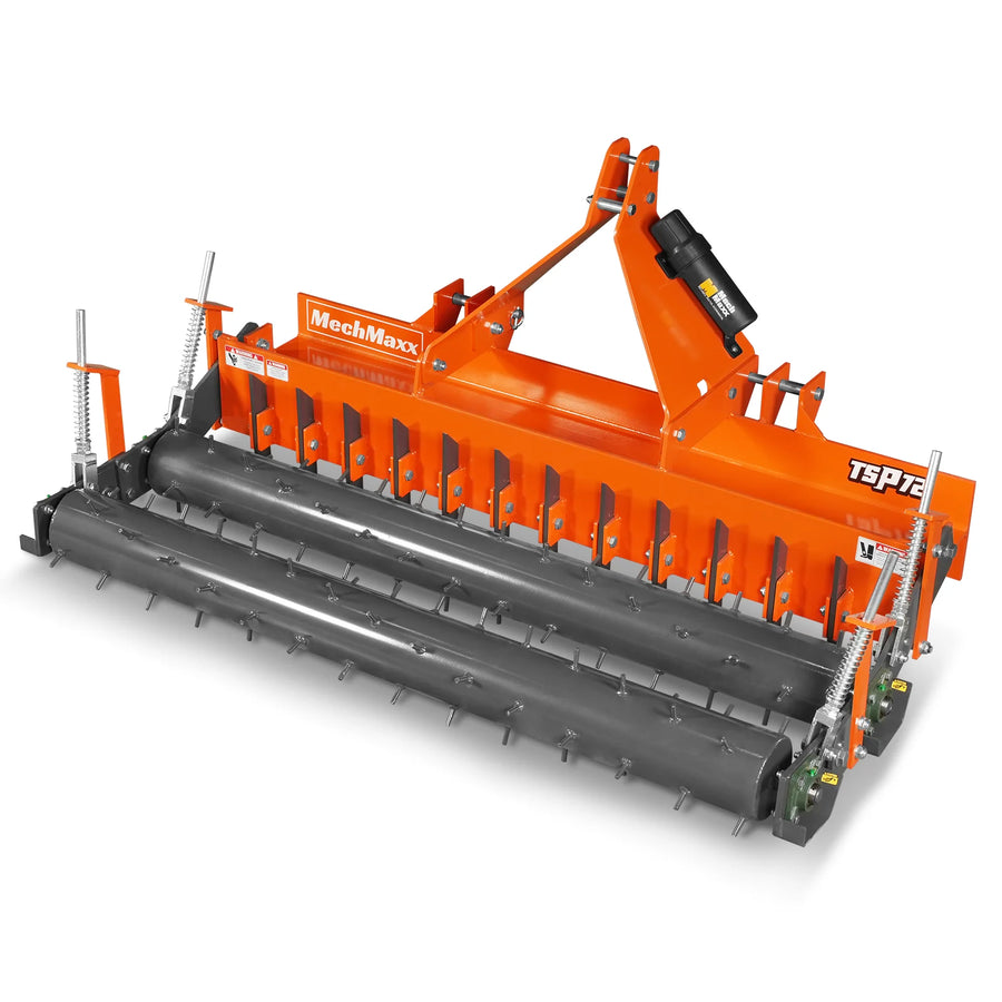 72" Heavy Duty Soil Pulverizer,  Double Spiked Roller,  25 Shanks,  Category 1 and 2,  3 Point Hitch Tractor Attachment,  TSP72D