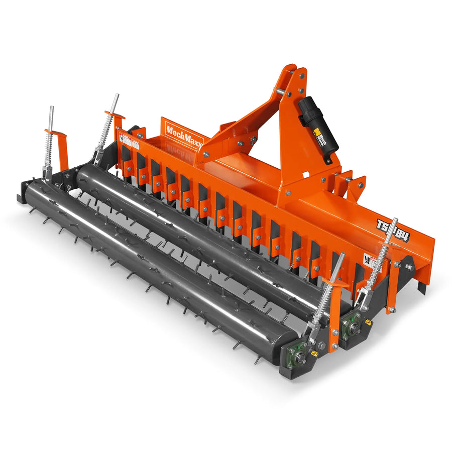 84" Heavy Duty Soil Pulverizer,  Double Spiked Roller,  29 Shanks,  Category 1 and 2,  3 Point Hitch Tractor Attachment,  TSP84D