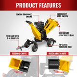 6 inch E-start Zonsen 420cc 15hp Gas Powered 4 - Wheel Drum Wood Chipper with Taillight ,  B150 thumbnail 3