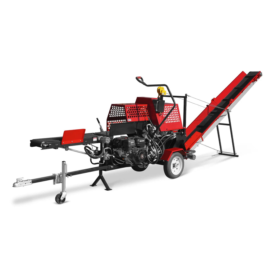 Firewood Log Splitter Processor with Conveyor,  20ton Splitting Force 22.5" x 15" Log Capacity,  18" Chainsaw,  HLS20