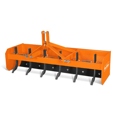 72" Box Blade Scraper with 6 Shanks 3 Point Hitch Tractor Attachment,  BB72