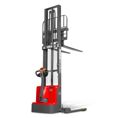 3300lbs Lithium-ion Electric Straddle Stacker,  118" Lift,  Adjustable Legs & Forks,  F33-118S