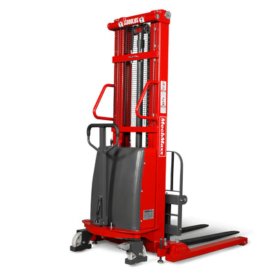 3300lbs Semi-Electric Straddle Stacker,  118" Lift,  Adjustable Legs & Forks,  S33-118S