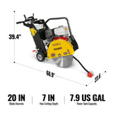 Honda GX390 Walk-Behind Concrete Floor Saw, 20 in Blade, 7 in Cutting Depth, FS480H thumbnail 2