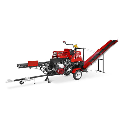 Honda GX390 Engine Firewood Log Splitter Processor with Conveyor,  20ton Splitting Force 22.5" x 15" Log Capacity,  18" Chainsaw,  HLS20