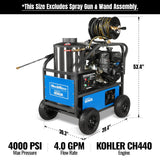 4000 PSI 4 GPM KOHLER E-Start Engine Hot Water Pressure Washer with Hose Reel,  HPW40K thumbnail 2