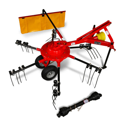 100" Mechmaxx 3-Point Hitch 6 Rotary Pull-Type Hay Rake Tedder ,  15-50Hp ,  HT100