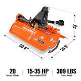 42 in Rotary Tiller, 3 Point Hitch Cat.1, Chain Drive, PTO Shaft Included with Shear Bolt, 15–35 HP, LRT42 thumbnail 2