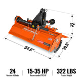 45 in Rotary Tiller,  3 Point Hitch Cat.1,  Chain Drive,  PTO Shaft Included with Shear Bolt,  15-35 HP,  LRT45 thumbnail 2