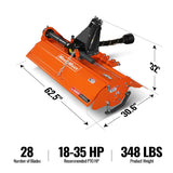 53 in Rotary Tiller,  3 Point Hitch Cat.1,  Chain Drive,  PTO Shaft Included with Shear Bolt,  18-35 HP,  LRT53 thumbnail 2