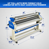 65" Wide Format Full-Auto Cold & Heat Assisted Pneumatic Laminator Machine with 4 Trimmers, Max Speed 40ft/min, 63" Max Width, 1.1" Max Thickness, Infrared Heating, Digital Control Pneumatic Roller Lifting (Requires Air Compressor, Not Included) 1700-B1 thumbnail 2